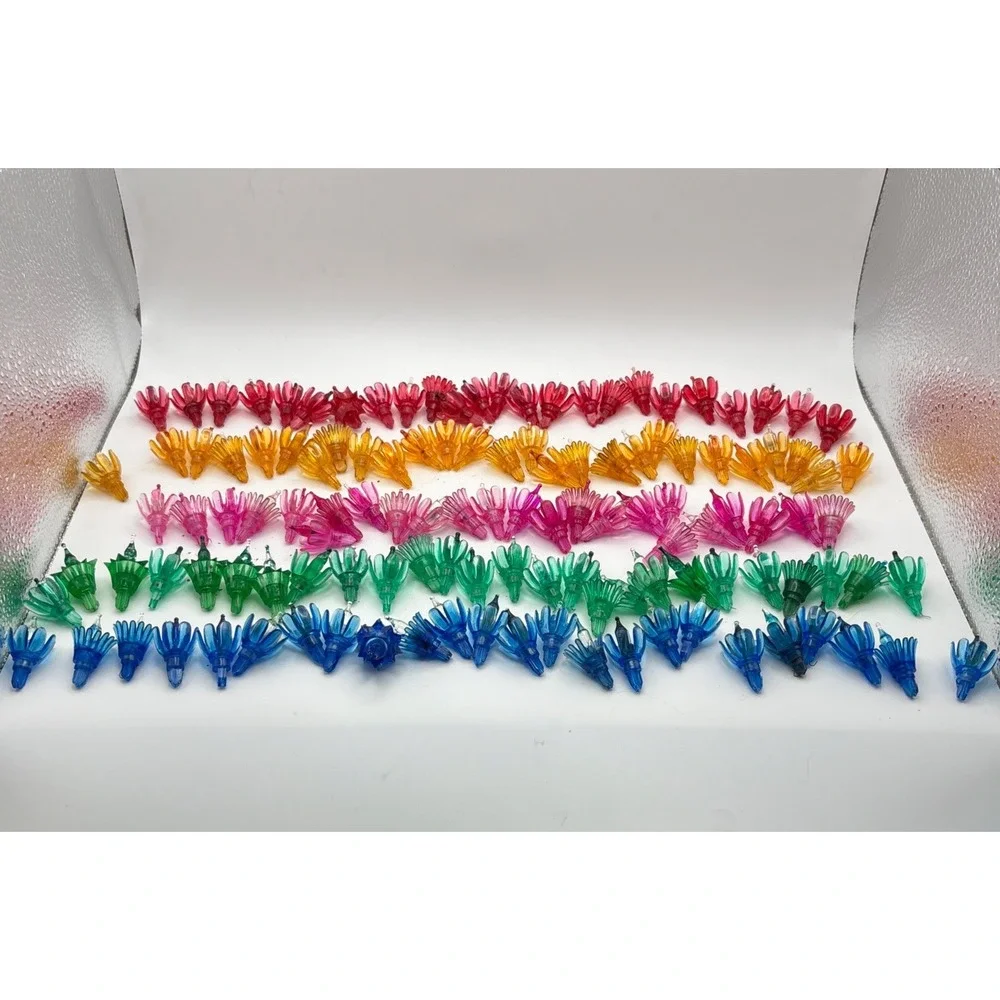 Vtg String Light Flower Tulip Sputnik Atomic Multi Color Covers Reflectors AS IS